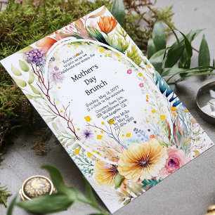 Mother's Day Brunch Watercolor Wildflowers Floral Invitation