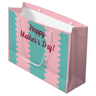 Mother's Day, bubblegum pink, teal, pretty Large Gift Bag