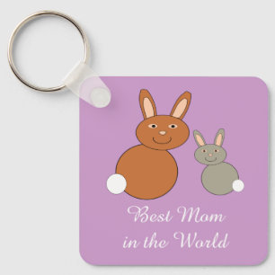Mothers Day Bunnies Custom Best Mum Key Ring