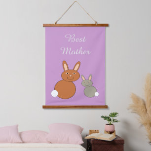 Mothers Day Bunnies Custom Hanging Tapestry
