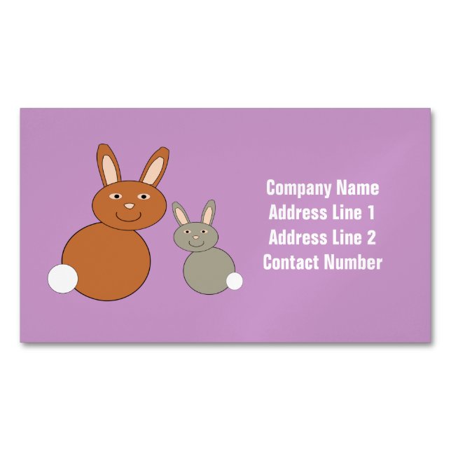 Mothers Day Bunnies Custom Magnetic Business Card (Front)