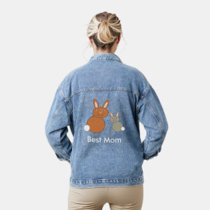 Mothers Day Bunnies Custom Message Denim Jacket