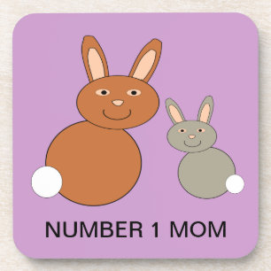 Mothers Day Bunnies Custom Number 1 Mum Coaster