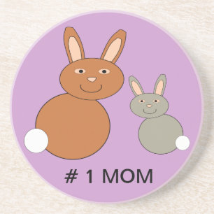 Mothers Day Bunnies Custom Number 1 Mum Coasters