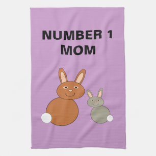 Mothers Day Bunnies Custom Number 1 Mum Kitchen To Tea Towel