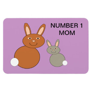 Mothers Day Bunnies Custom Number 1 Mum Magnet