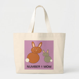 Mothers Day Bunnies Custom Number 1 Mum Tote Bag