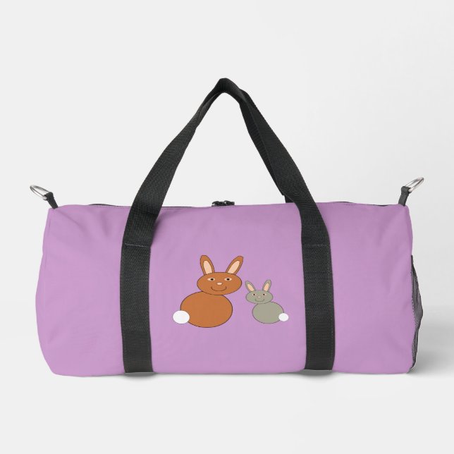 Mothers Day Bunnies Patterned Duffle Bag (Front)
