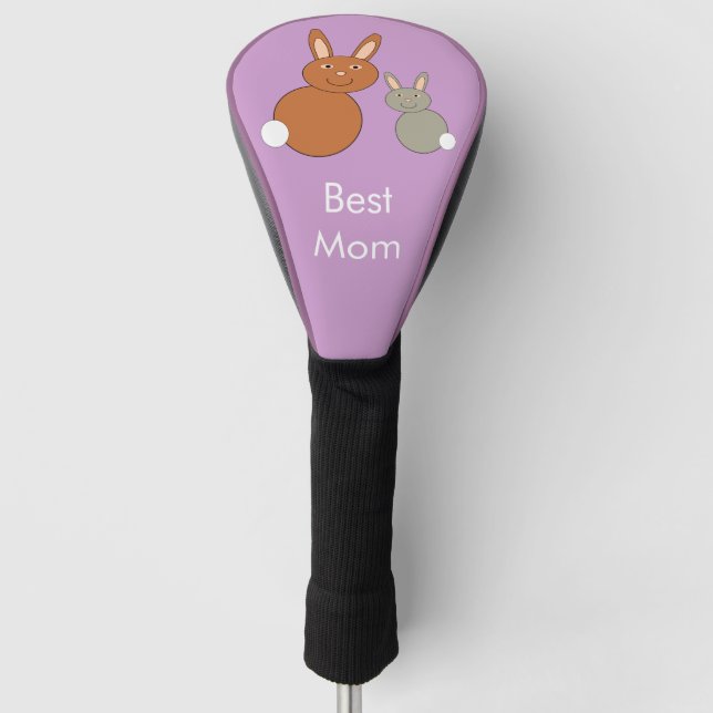 Mothers Day Bunnies Personalised Golf Driver Cover (Front)