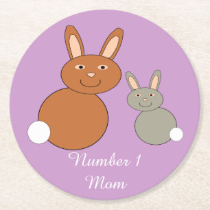 Mothers Day Bunnies Personalised Paper Coasters