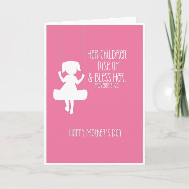 Mother's Day Card Bible Verse Girl Silhouette (Front)