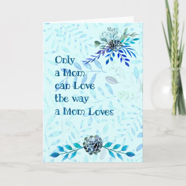 Mother's Day Card Blue with Flowers & Mum's Love (Front)