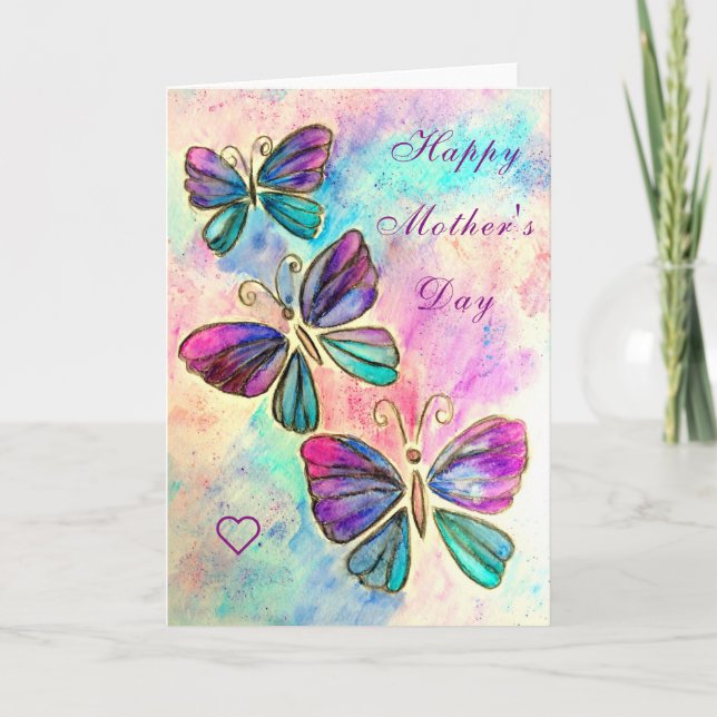 Mother's Day Card Colourful Butterflies Flying (Front)
