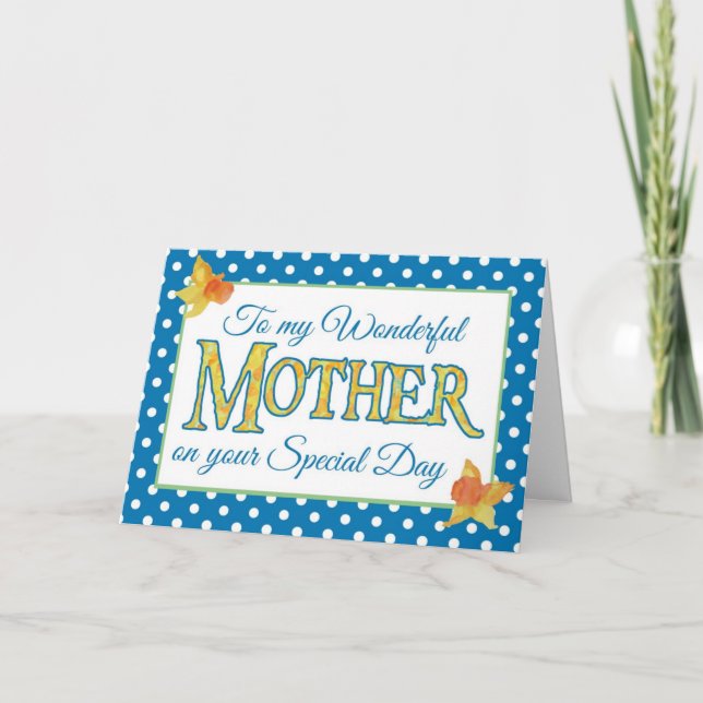 Mother's Day Card, Daffodils and Polka Dots Card (Front)