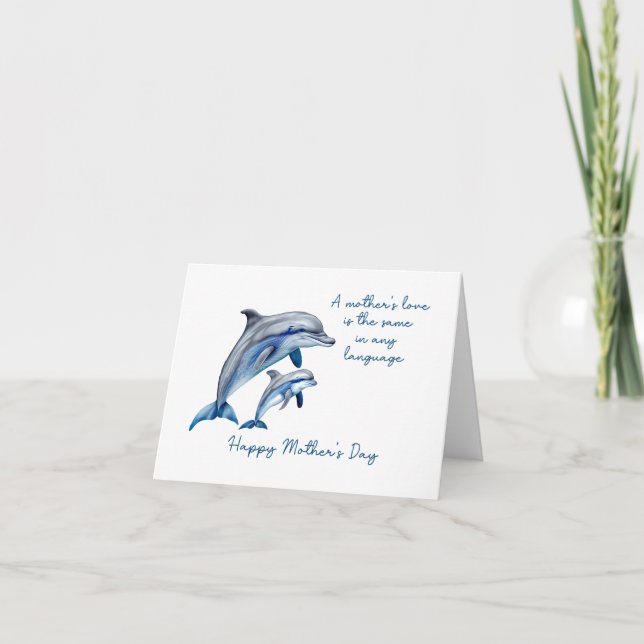 Mother's Day Card Dolphin Animal Mum and Baby Card (Front)
