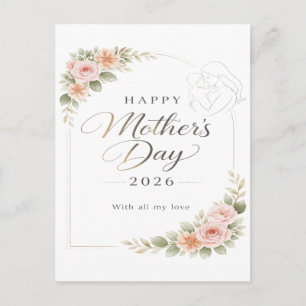Mother's Day Card — Floral Frame "Happy Mother's D