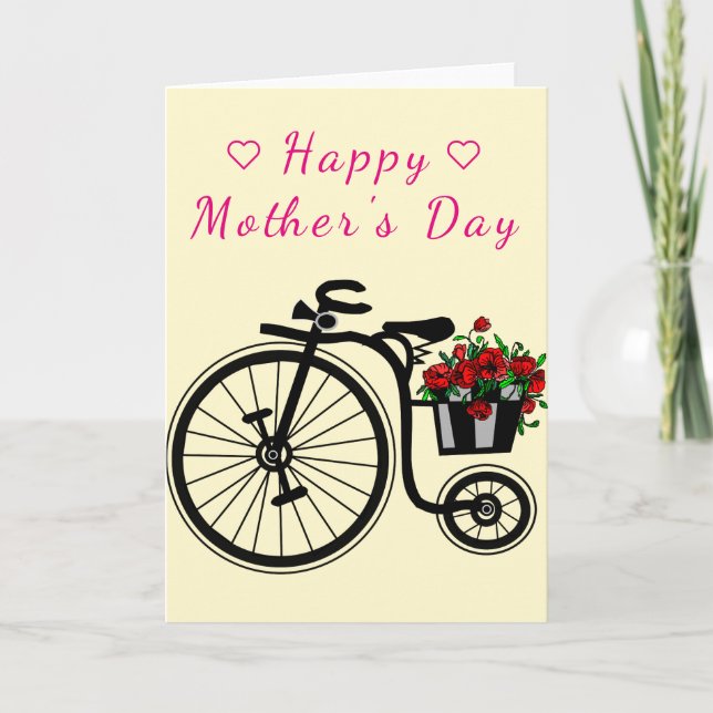 Mother's Day Card Flowers Bike - Painting (Front)