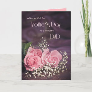 Mother's day card for dad with three pink roses