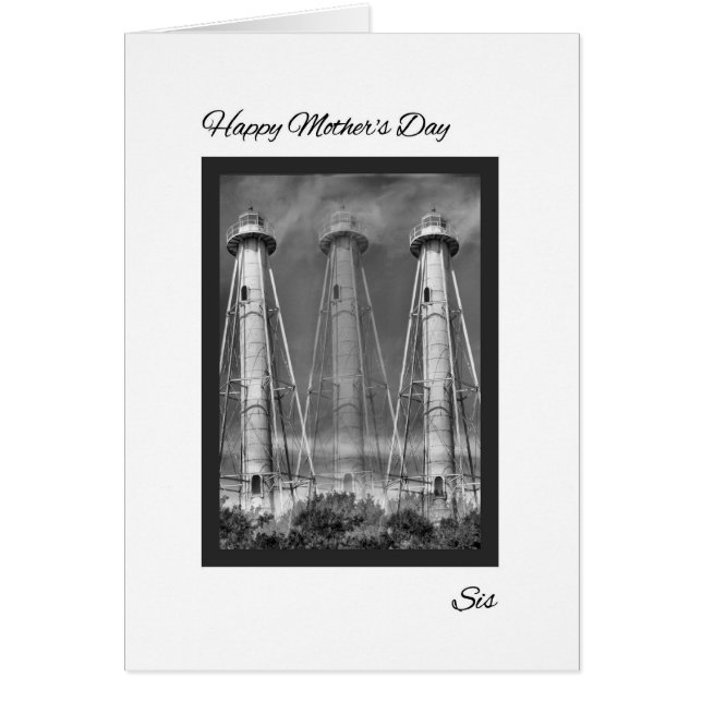 Mother's Day Card for Sis with Lighthouses (Front)