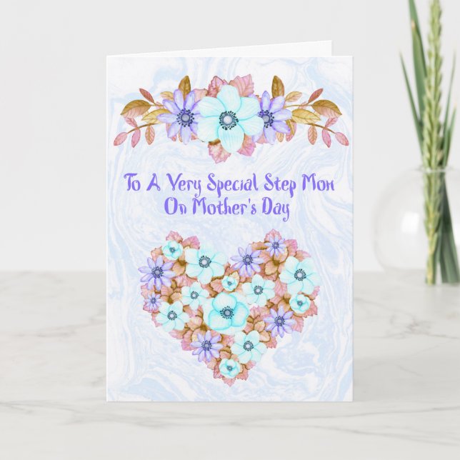 Mother's Day Card for Step Mum Lavender Flowers (Front)