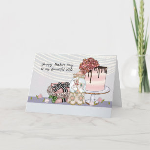 Mother's Day Card for Wife with Cake & Presents