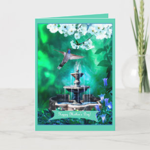 Mother's Day Card Hummingbird in Sacred Garden