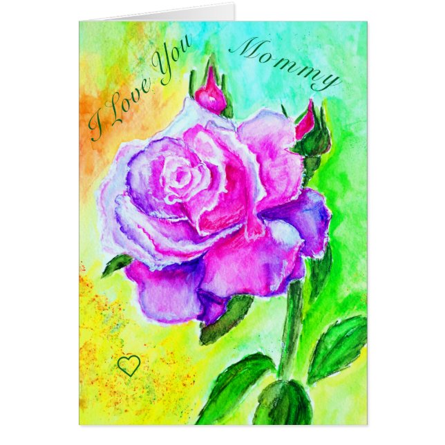 Mother's Day Card Painting Rose - For Mum (Front)