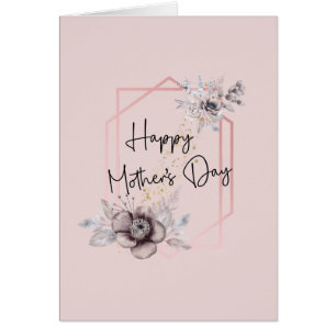 Mother's Day Card Personalise Pink Grey Floral 
