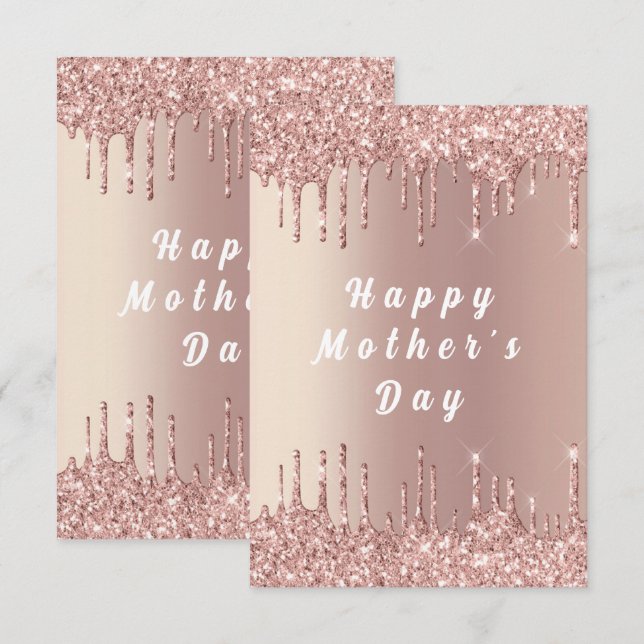Mother's Day Card Rose Gold Blush Drips (Front/Back)