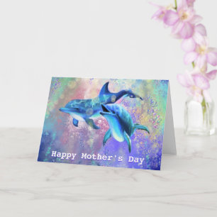Mother's Day Card with Dolphin Family
