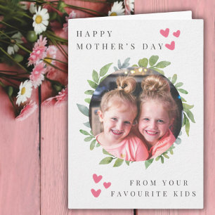 MOTHER'S DAY CARD with foto WITH HEARTS AND leaves
