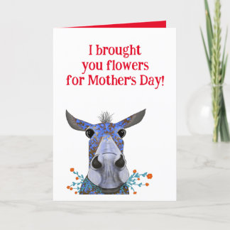 Mother's Day Card with Mule & Flowers