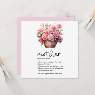 Mother's Day card with Pink Carnation 