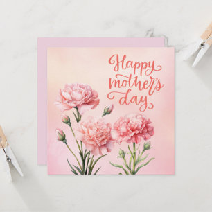 Mother's Day card with Pink Carnation