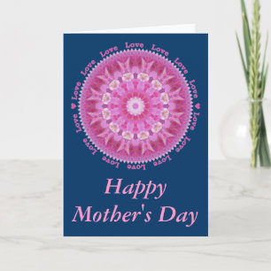 Mother's Day Card with Pink Hollyhock Star