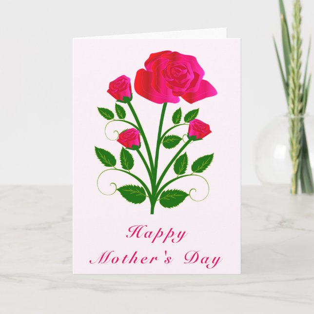 Mother's Day Card with Pink Roses (Front)