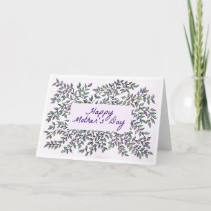 Mothers Day Card with Purple and Green Vine