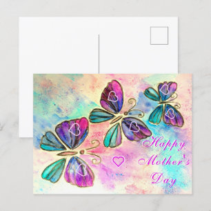 Mother's Day Card with Purple Pink Butterflies