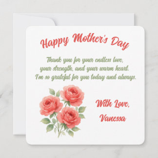 Mother's Day Card with Watercolor Flowers