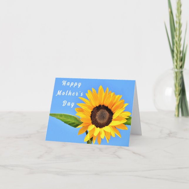 Mother's Day Card Yellow Sunflower on Blue Sky  (Front)