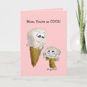 Mother's Day Cartoon Ice Cream Cones Greeting Card