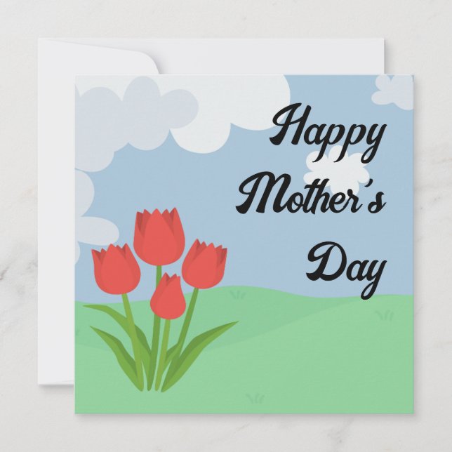 Mother's Day cartoon tulip colourful Thank You Card (Front)