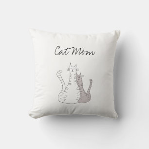 Mother's Day Cat Mum Black White Cushion