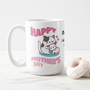 Mother's Day cats, kawaii style custom Coffee Mug