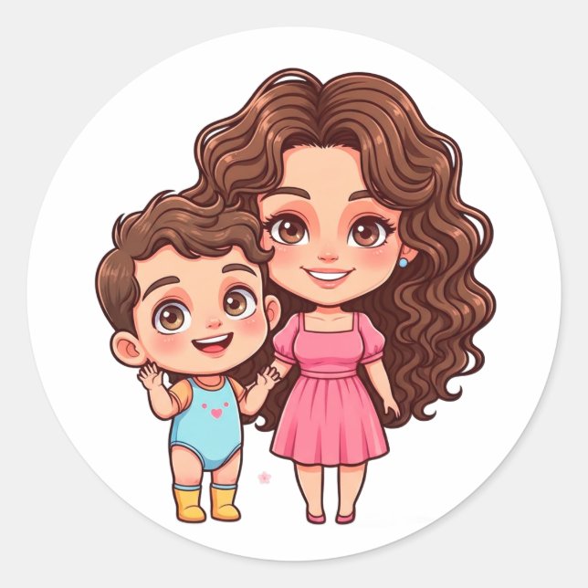 Mother's Day Celebration Classic Round Sticker (Front)