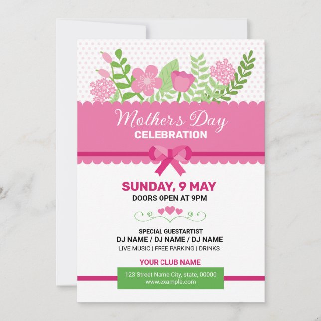 Mother's Day Celebration Party Invitation Flyer  (Front)