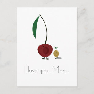 Mother's Day cherry and cherry pit characters Postcard