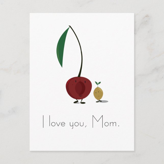 Mother's Day cherry and cherry pit characters Postcard (Front)