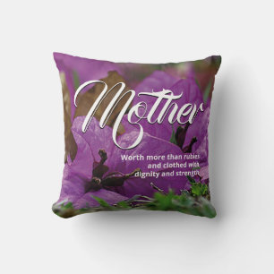MOTHER'S DAY Christian Proverbs 31 Purple Floral Cushion