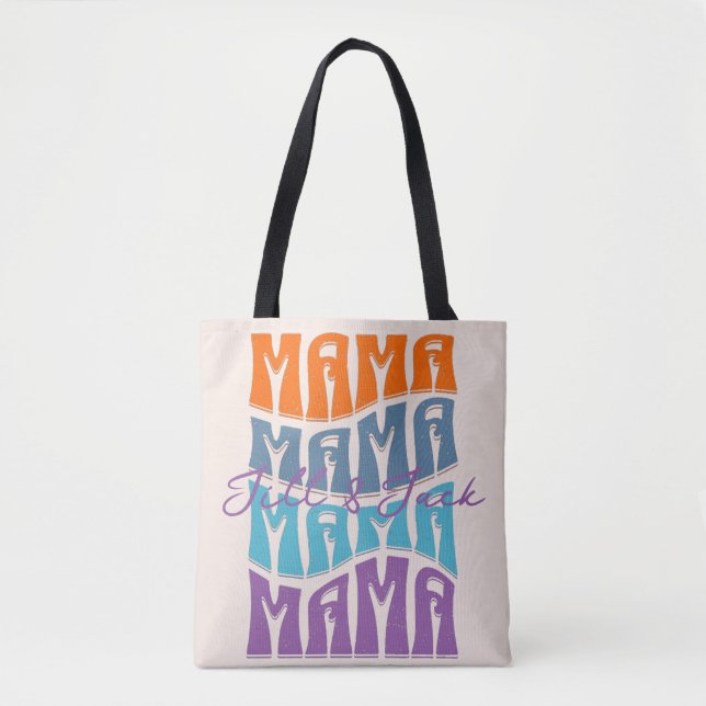 Mother's Day Colourful Typography Mama Kids Name Tote Bag (Front)
